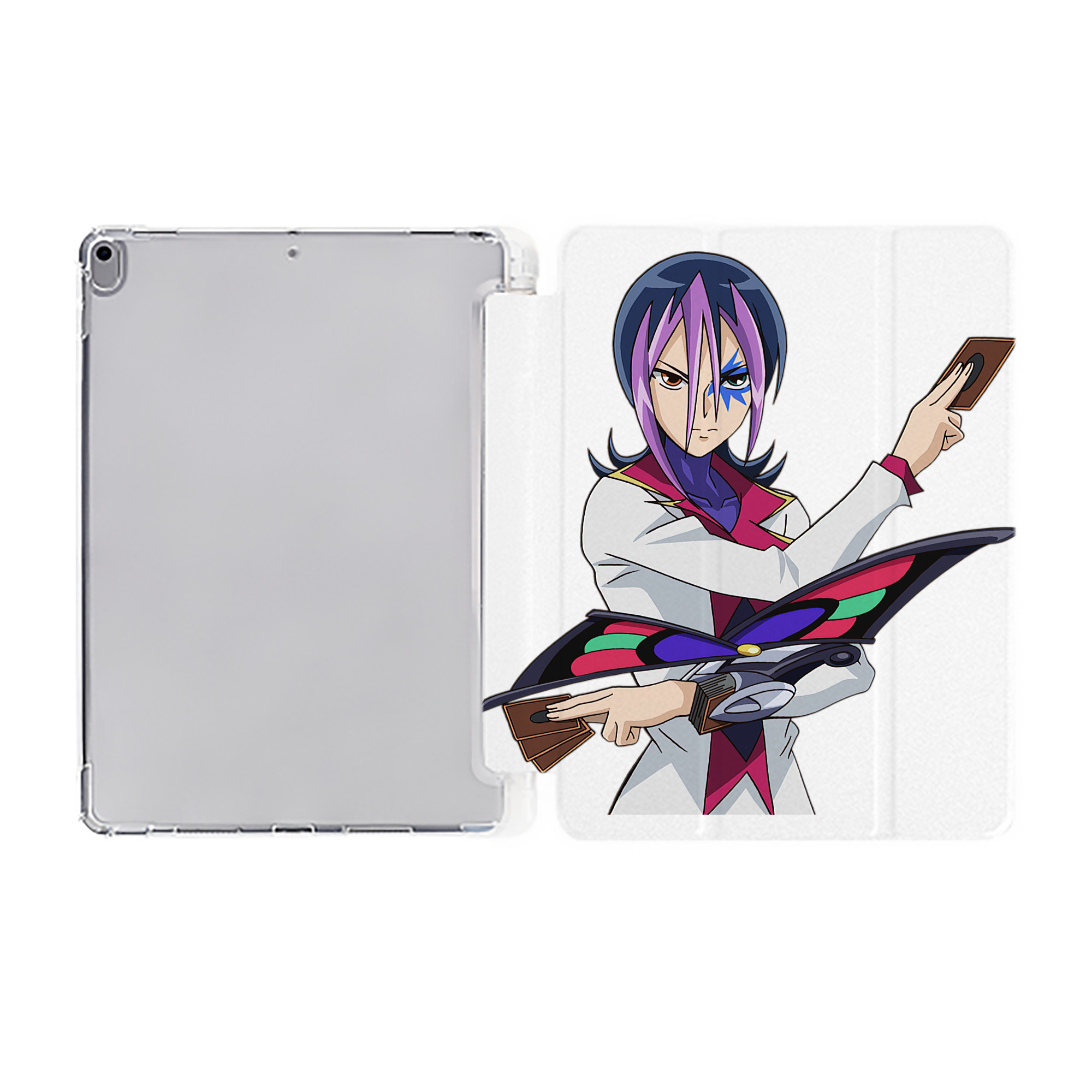 （画像用） 遊☆戯☆王 Yu-Gi-Oh! IPad ケース ペン収納付き 三つ折りスタンド PUレザー×シリコン 対応機種9.5/10.5/10.9インチ